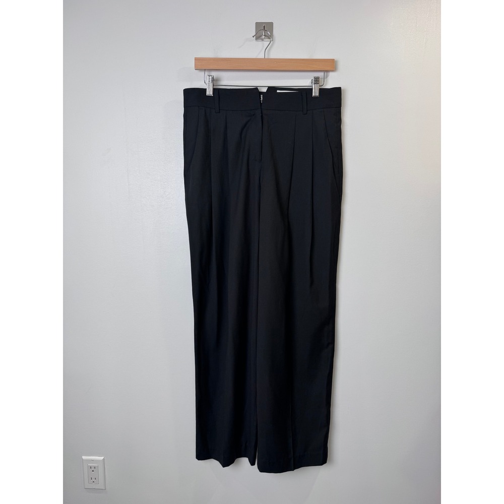 The Frankie Shop Women Black Pleated Wide Leg Pant Trousers Size Medium